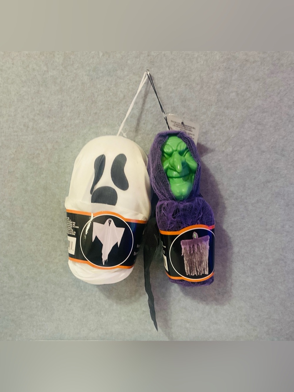 NWT Set of 2 Halloween Hanging Ghoul Decor | Ghost & Green Witch (22" x 36")